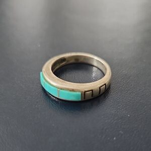 Waldeck Johnson Sterling Silver Ring with Turquoise Inlay Sz 6.5